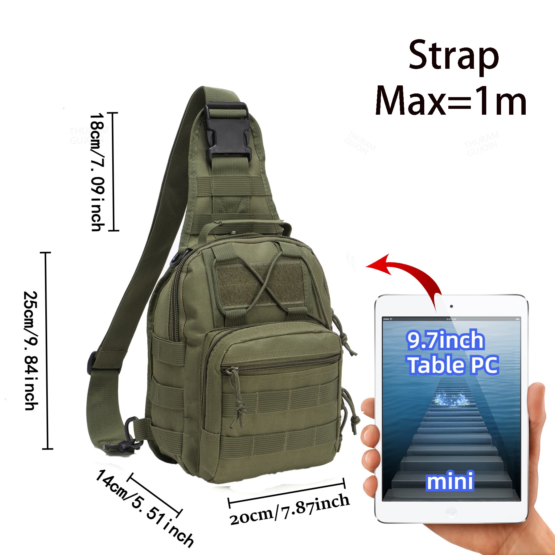 THURAM tas taktis luar ruangan - Sling Backpack Shoulder ulasan dan harga